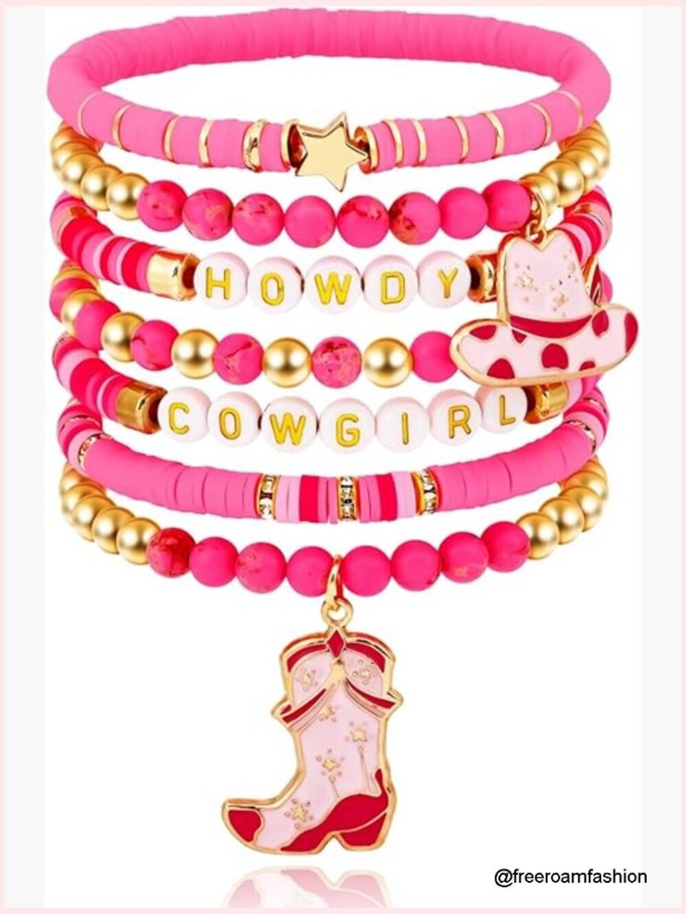 Cowgirl Pink Stackable Stretch Bracelets for Women Gift